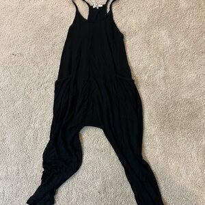 Black Harem Style Jumpsuit with Spaghetti Straps